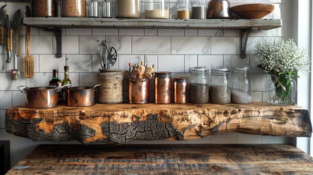 Exquisite Wood Shelf for Your Chic Kitchen