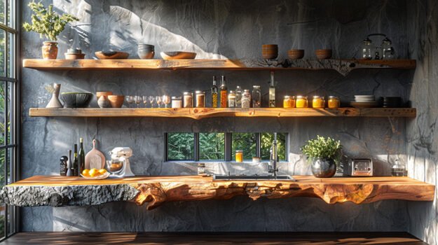 Elegant Wood Shelf for a Timeless Kitchen