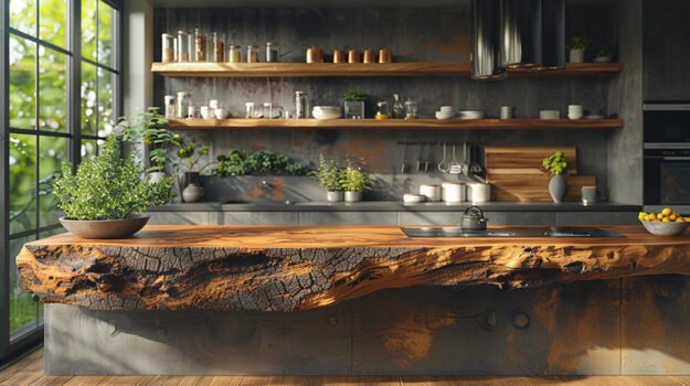 Elegant Wood Shelf for Your Modern Kitchen