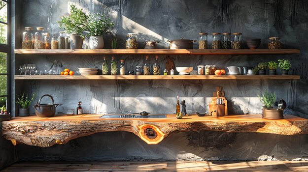 Exquisite Wood Shelf: Elevate Your Culinary Space