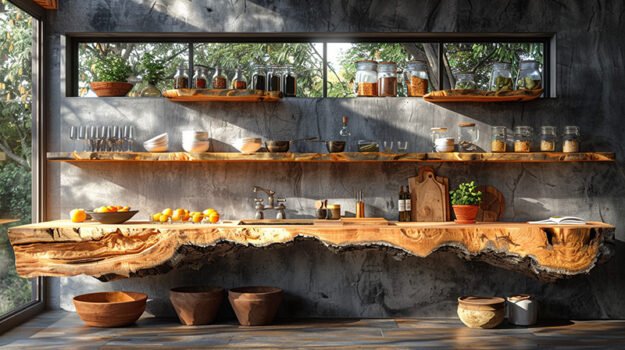 Exquisite Wood Shelf: Elevate Your Culinary Space