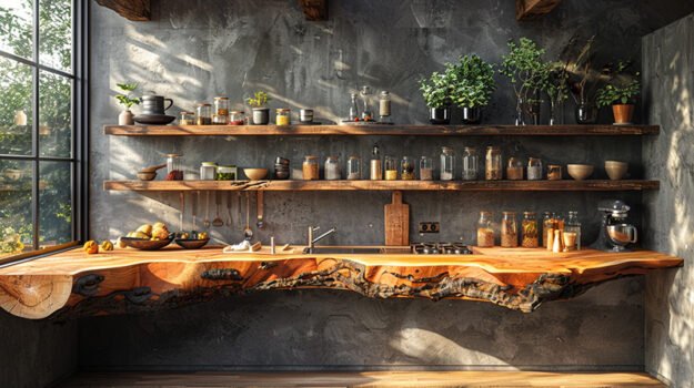 Exquisite Wood Shelf for Stunning Kitchen Elegance