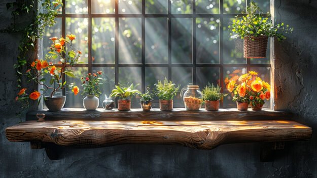 Elegant Wood Shelf for a Serene Oasis