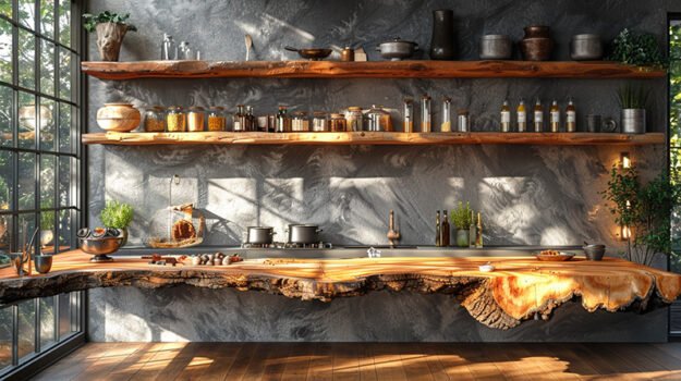 Exquisite Wood Shelf: Elevate Your Culinary Space
