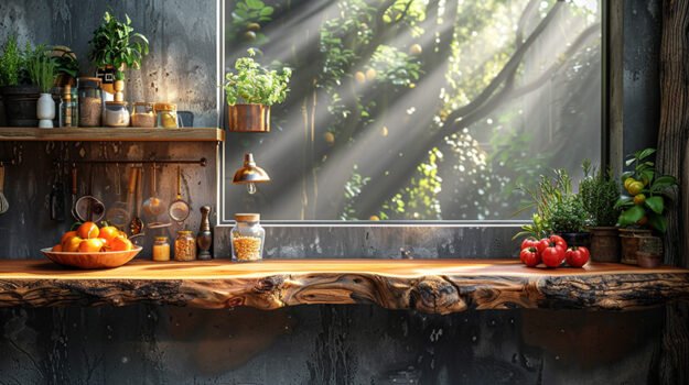 Elegant Wood Shelf for a Timeless Kitchen