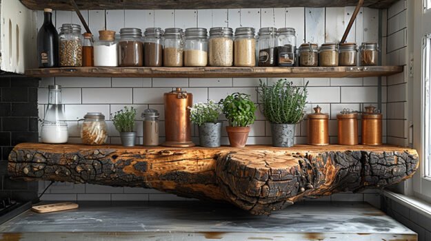 Exquisite Wood Shelf for a Timeless Kitchen Experience