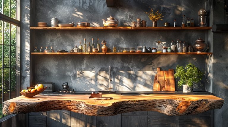 Exquisite Wood Shelf for a Timeless Kitchen