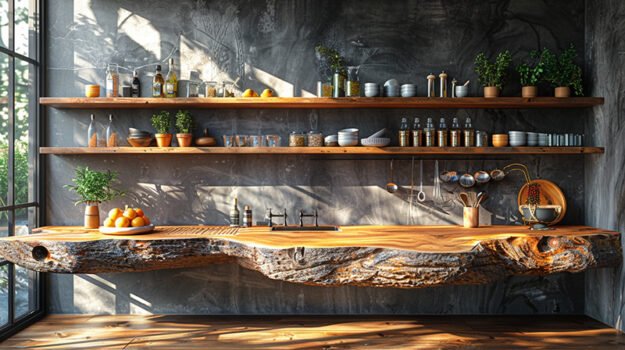 Exquisite Wood Shelf for Your Chic Kitchen