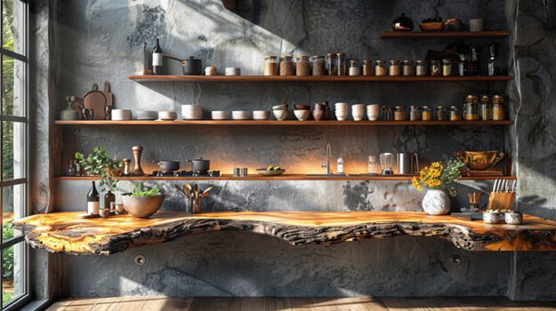 Exquisite Wood Shelf for Your Modern Kitchen