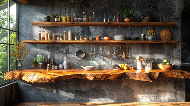 Exquisite Wood Shelf for Your Culinary Sanctuary