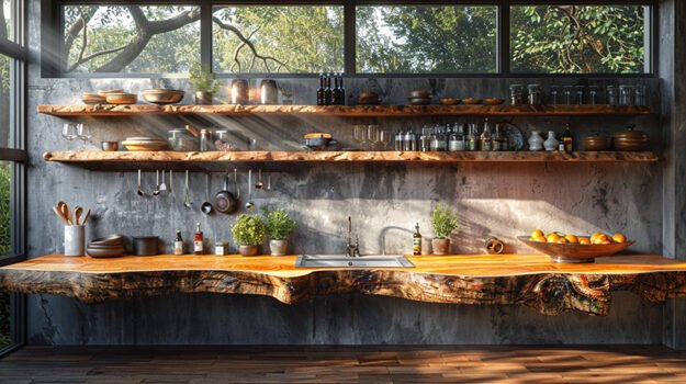 Exquisite Wood Shelf Perfect for Every Culinary Space