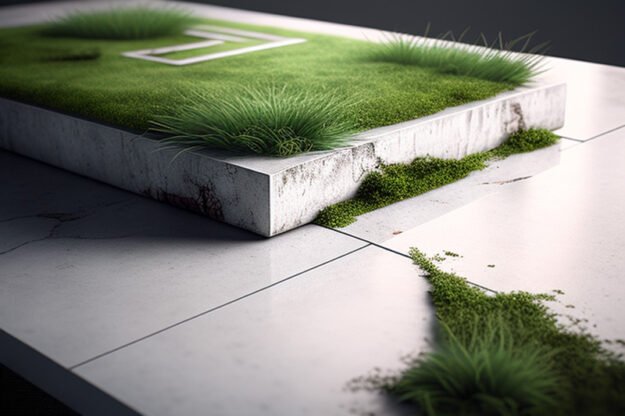 Concrete Coffee Table with Grass