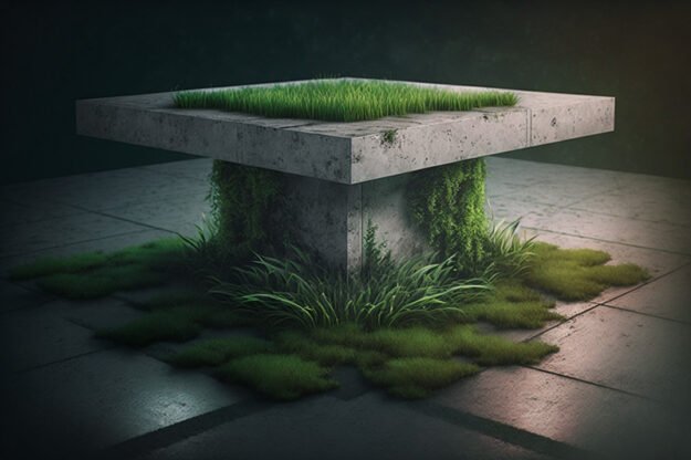 Concrete Coffee Table with Grass