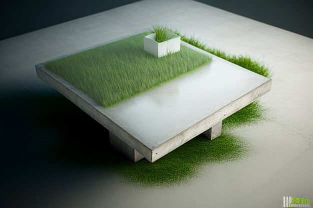 Concrete Coffee Table with Grass