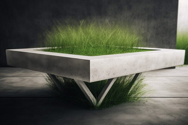 Concrete Coffee Table with Grass