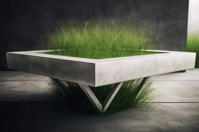 Concrete Coffee Table with Grass