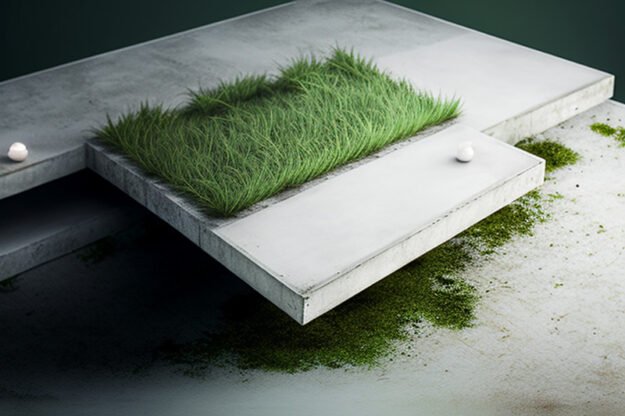 Concrete Coffee Table with Grass