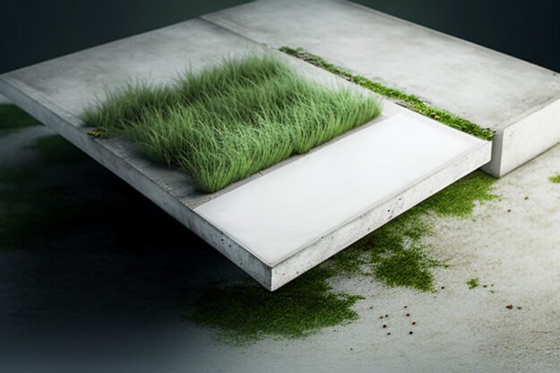 Concrete Coffee Table with Grass