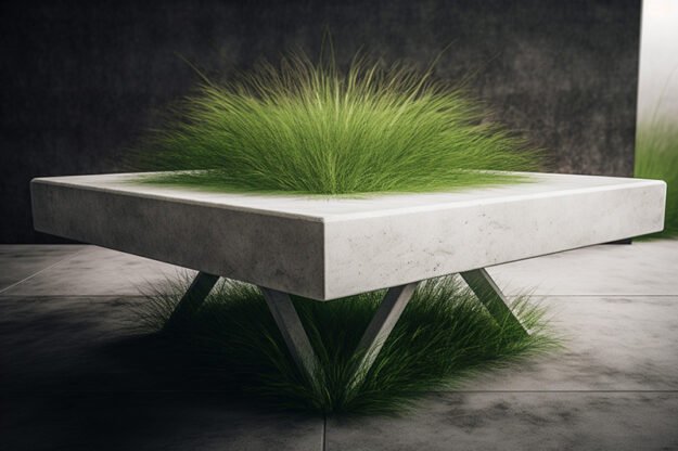 Concrete Coffee Table with Grass