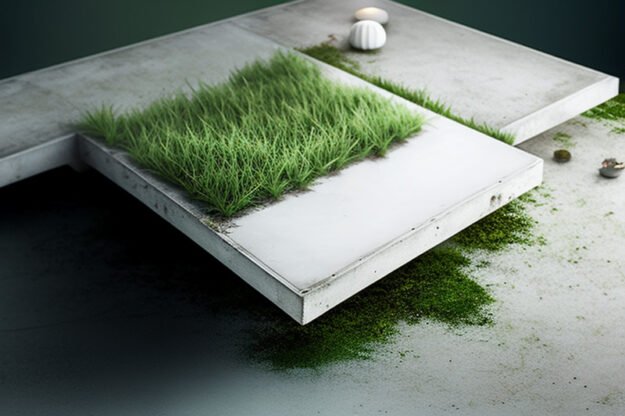 Concrete Coffee Table with Grass