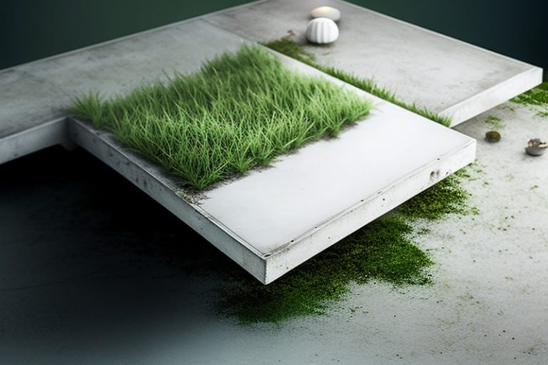 Concrete Coffee Table with Grass