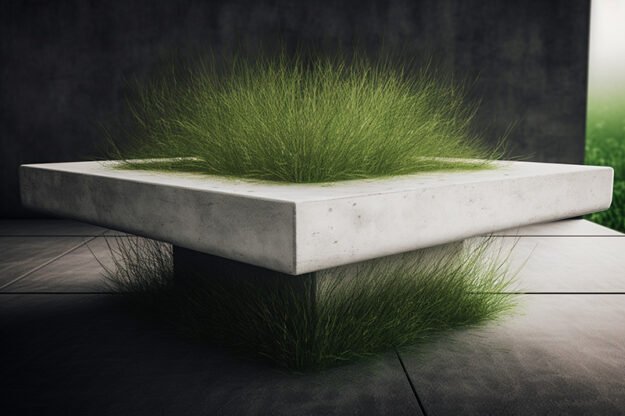 Concrete Coffee Table with Grass
