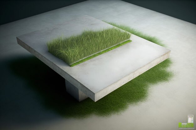 Concrete Coffee Table with Grass