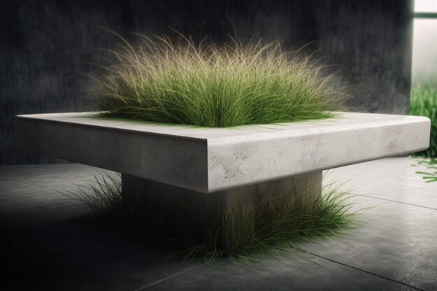Concrete Coffee Table with Grass: Elevate Your Living Space