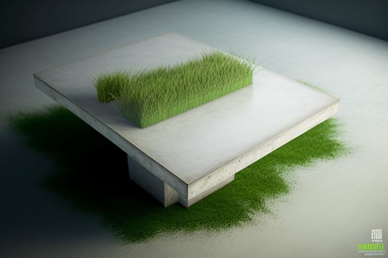 Concrete Coffee Table with Grass