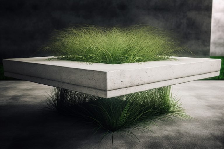 Concrete Coffee Table with Grass