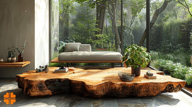 Elegant Wood Coffee Table: A Nature-Inspired Centerpiece