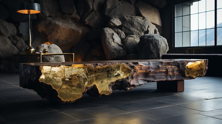 Elegant Narrow Wood Coffee Table