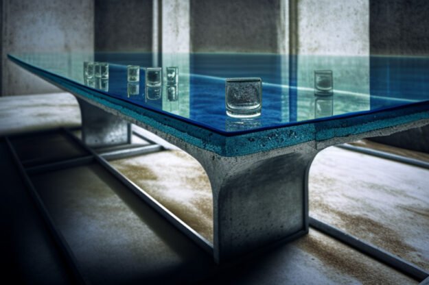 Exquisite Glass Concrete Table: Elevate Your Space