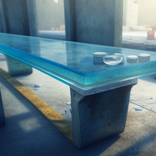 Elegant Glass Concrete Table –