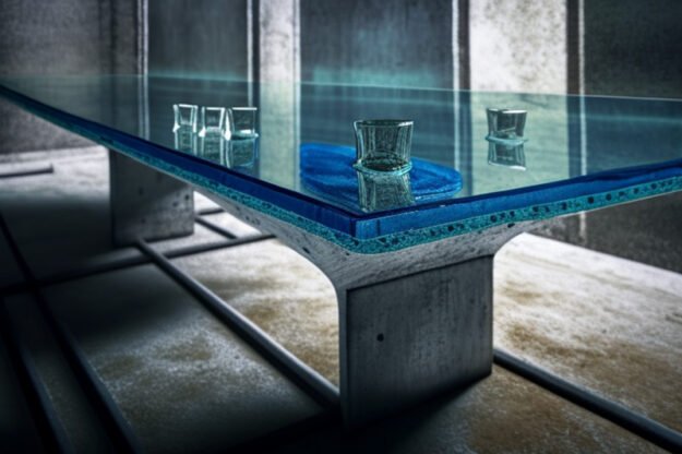 Stunning Glass Concrete Table: Elevate Your Space with Modern Elegance