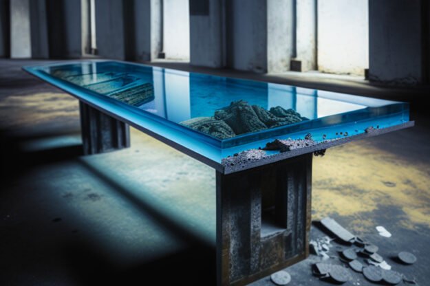 Exquisite Glass Concrete Table for Modern Elegance