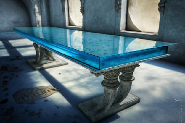 Glass Concrete Table: A Statement of Elegance and Durability