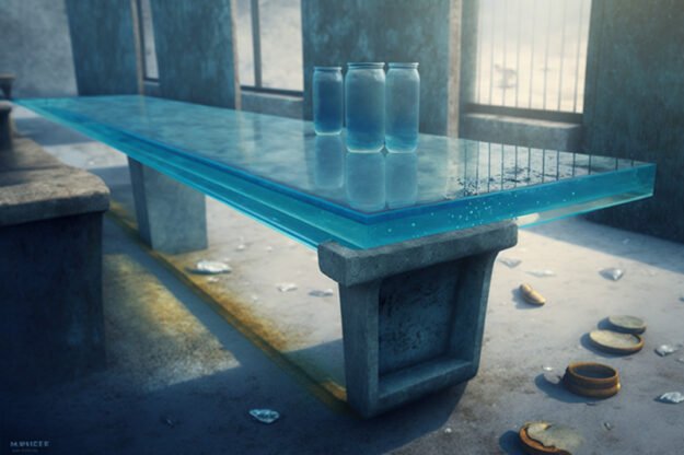 Elegant Glass Concrete Table for Modern Spaces