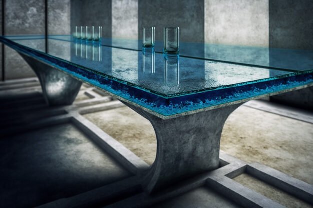 Exquisite Glass Concrete Table: A Modern Masterpiece for Your Space