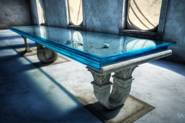 Elegant Glass Concrete Table: A Timeless Statement Piece