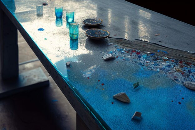 Elegant Glass Concrete Table –