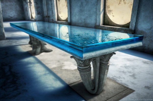 Elegant Glass Concrete Table for Modern Spaces