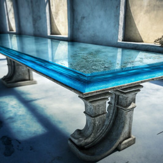 Stunning Glass Concrete Table – Elevate Your Space Today!