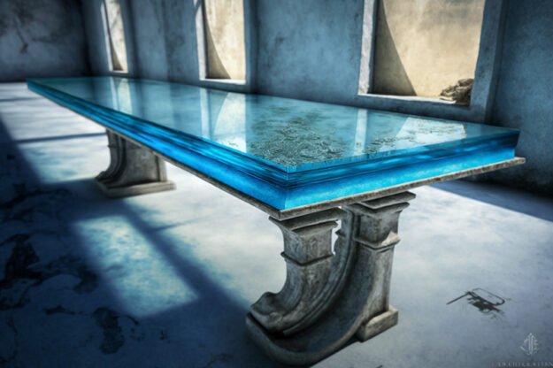 Stunning Glass Concrete Table – Elevate Your Space Today!