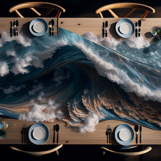 Ocean Wave Resin Table: Experience the Surf at Home