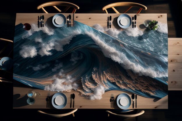 Ocean Wave Resin Table: Experience the Surf at Home