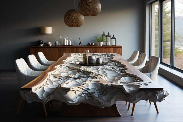 White Concrete River Table: Elevate Your Space with Elegance