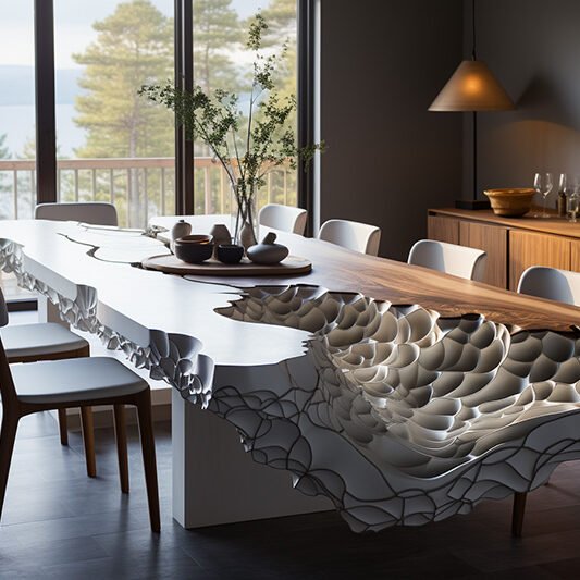 White Concrete River Table: Elevate Your Dining Experience