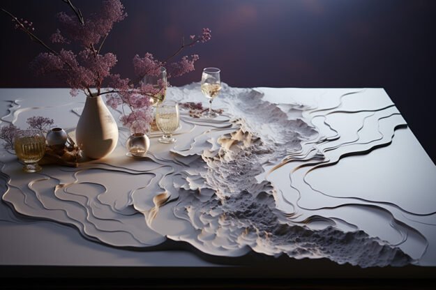 Exquisite White Concrete River Table: Where Elegance Meets Nature