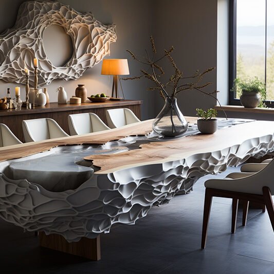 Transform Your Space with a Stunning White Concrete River Table